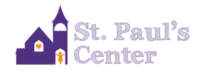 A purple and yellow logo for st. Patrick 's center