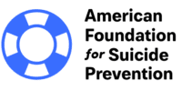A blue and white logo for american foundation for suicide prevention.