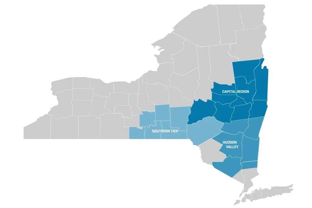 A map of the united states with blue areas.