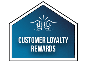 A blue sign with the words customer loyalty rewards