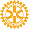 A yellow rotary logo with the words " rotary international ".